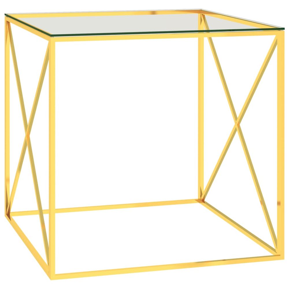 Petromila vidaXL Konferenčný stolík zlatý 55x55x55 cm nehrdzavejúca oceľ a sklo